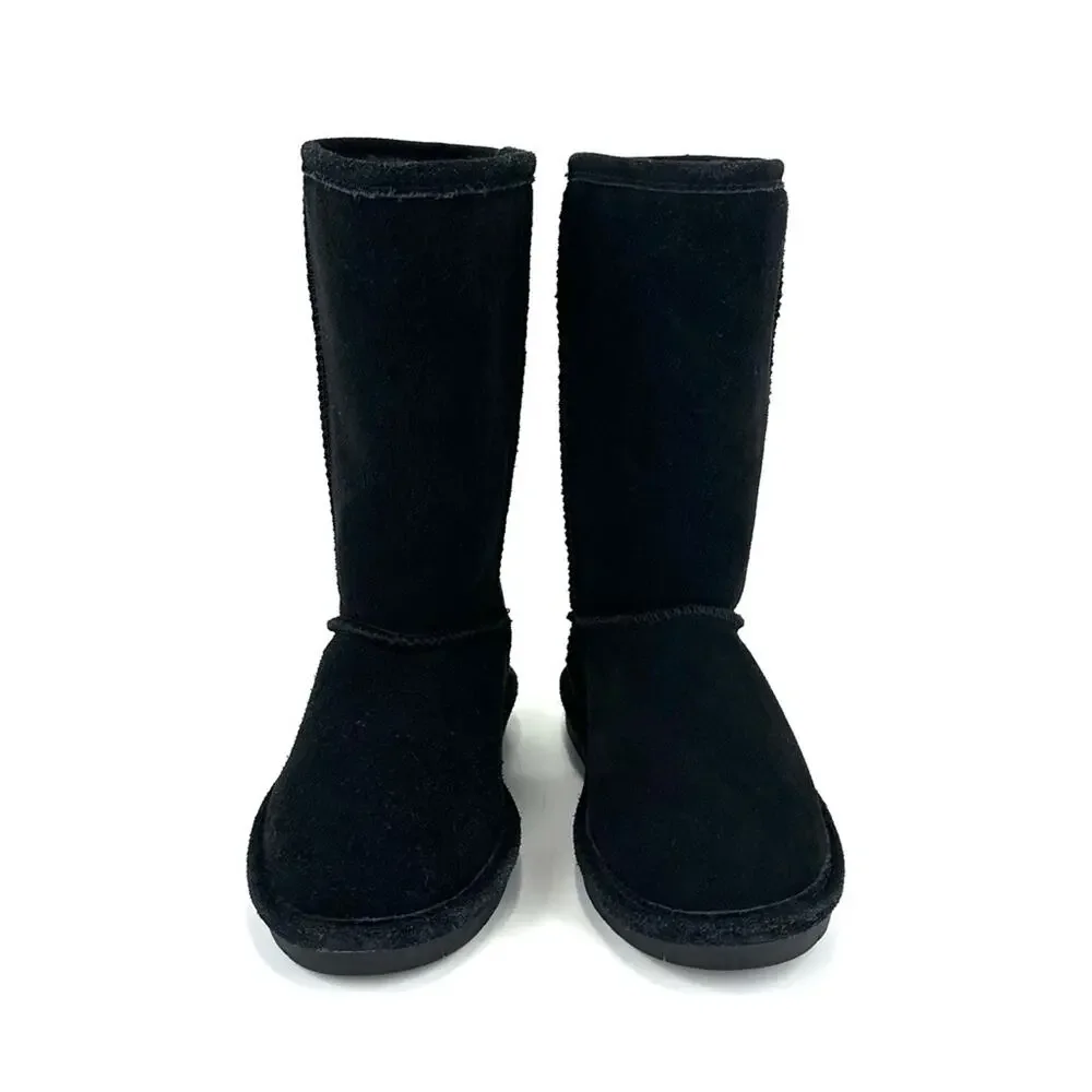Bearpaw Emma Girls Black Winter Boot Size 4 Suede Waterproof Wool Lining Comfort